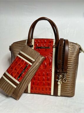Brahmin Duxbury Cabana Vertical Vineyard Satchel and Checkbook Wallet Set